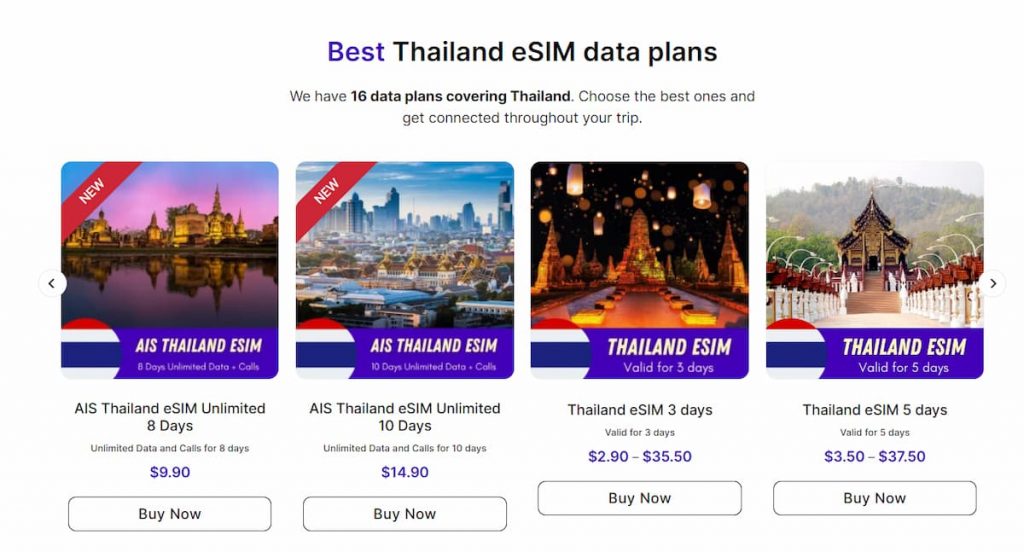 Thailandesim.com eSIM plans